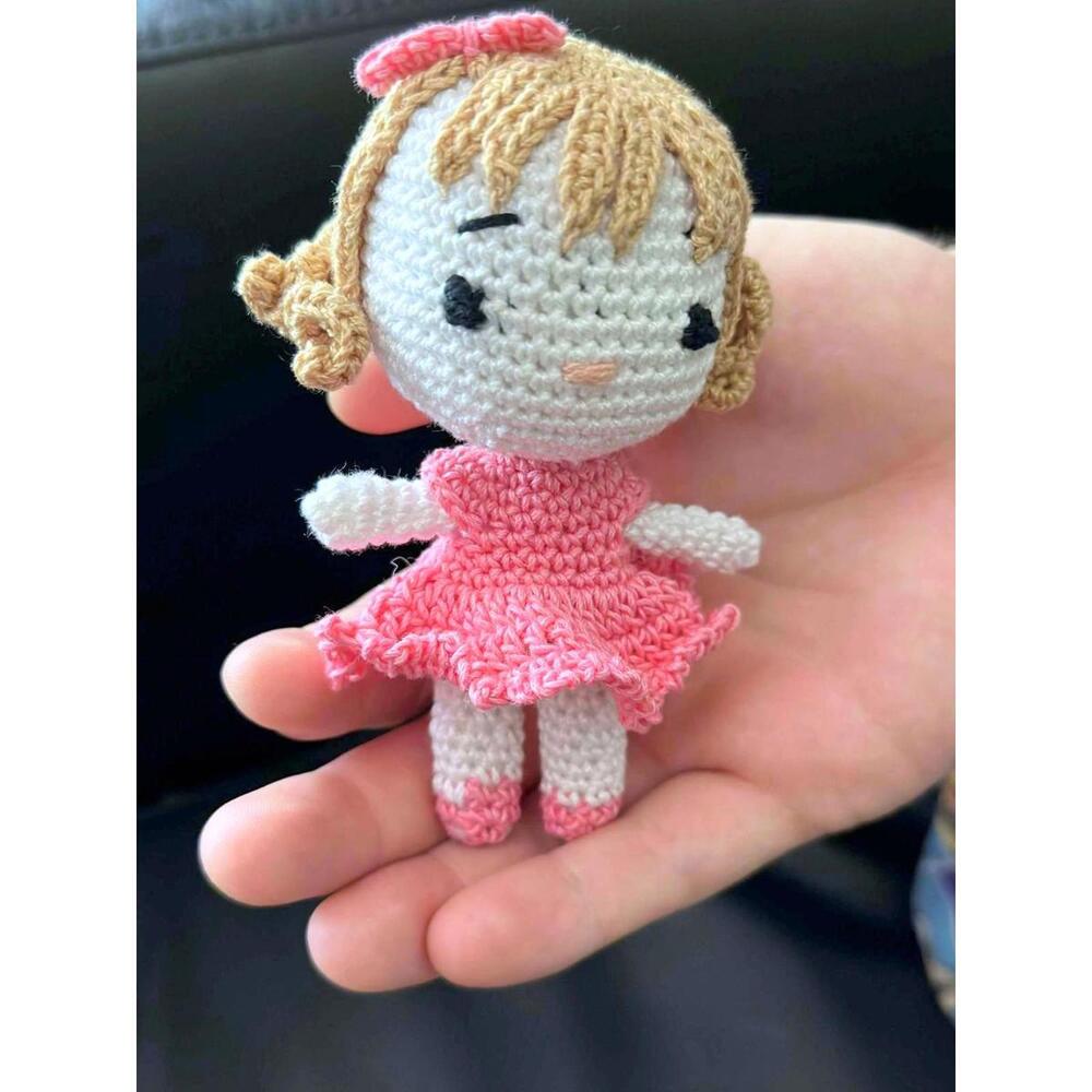 Handcrafted Crochet Doll in Pink Dress